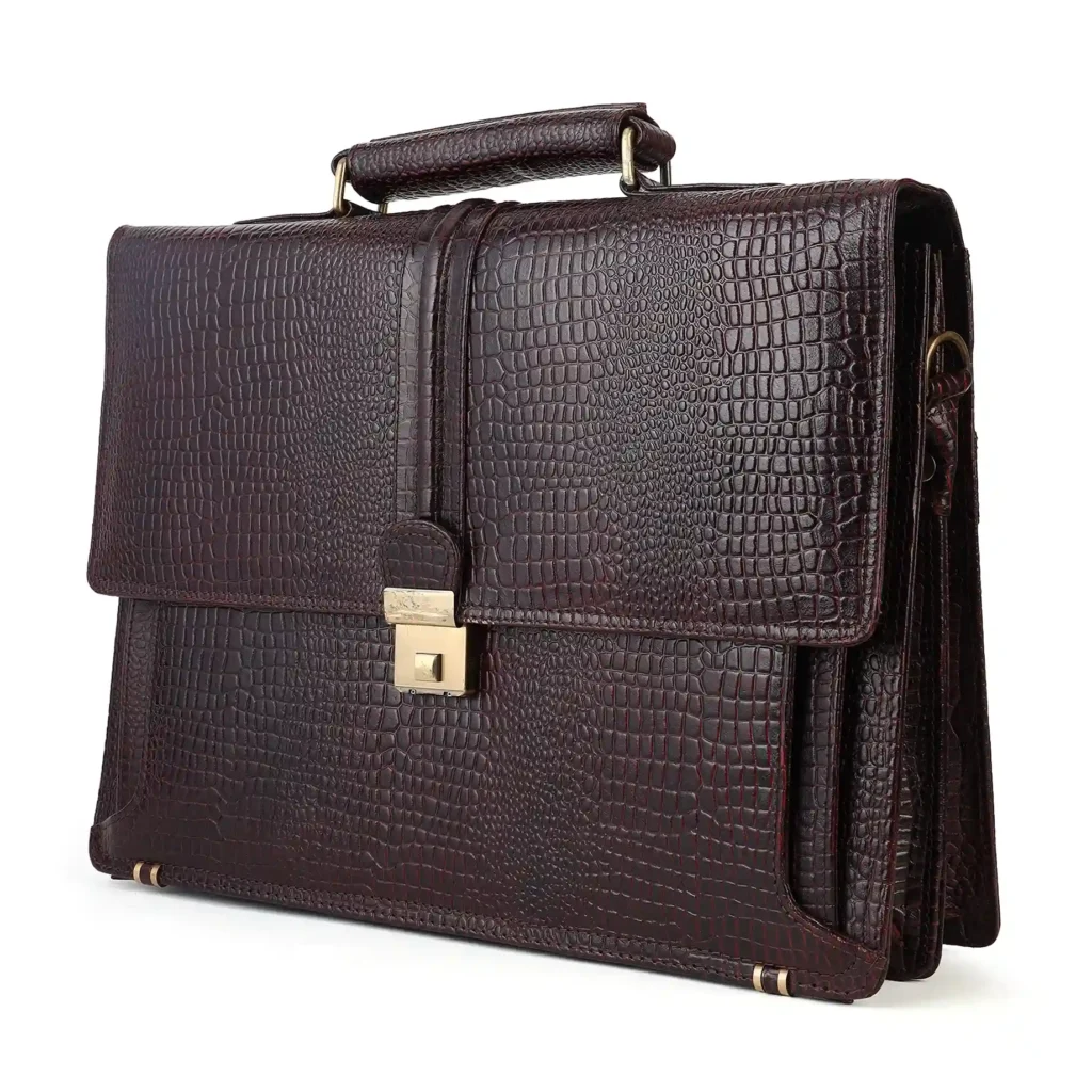 Brown Leather Laptop Bag for Men - Side