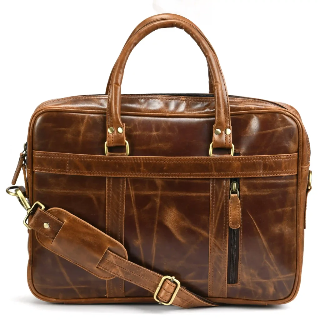 Brown Crunch Leather Office Bag