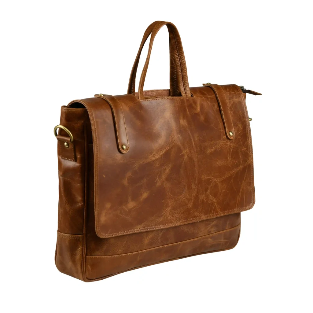 Crunch Leather Laptop Bag Side