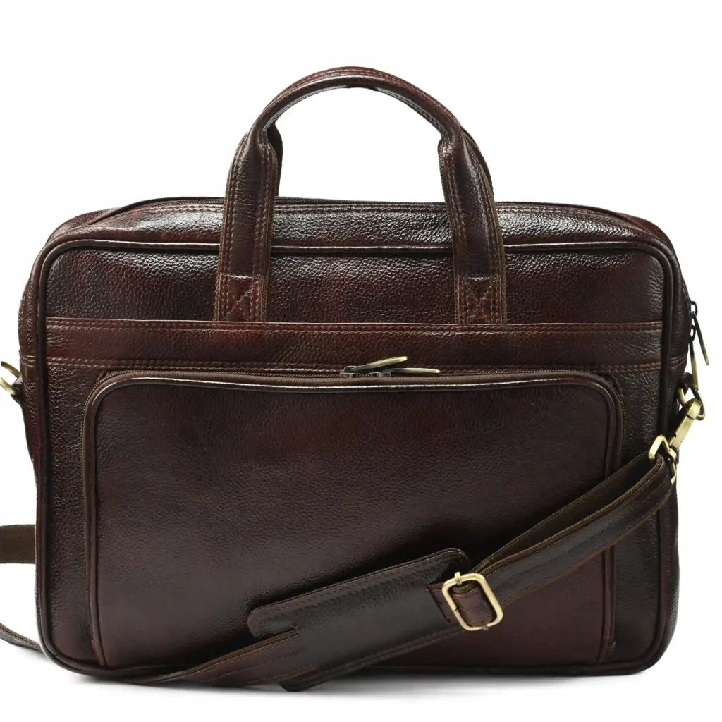 Dark Brown Buffalo Leather Laptop Bag